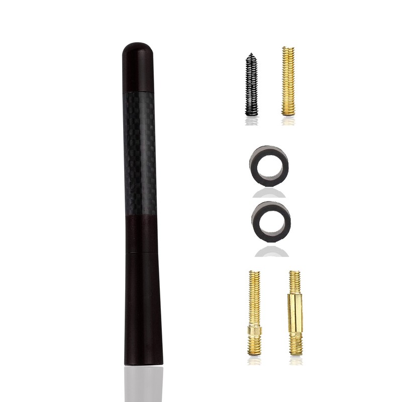 4.7" Short Motorcycle Antenna 2-Pack, Carbon-Fiber Style Stubby Radio Antenna,