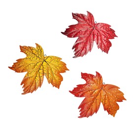 QSDGFH 3 Pcs Metal Wall Art, Metal Craked Maple Leaf with Hook Hanging Ornament for Livingroom Bedroom Wall Sculptures for Fall Holiday Indoor Outdoor 9.4 x 8.6inch