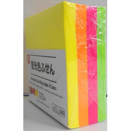 Fluorescent Color Sticky Note, 4 Colors, containing 320 Sheets