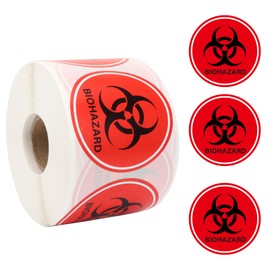BLSUREFYX 600 PCS Biohazard Stickers 2 Inch Biohazard Warning Labels Round Self-Adhesive Waterproof Universal Biohazard Symbol Sticker for Hospitals Laboratory Industrial Use Red