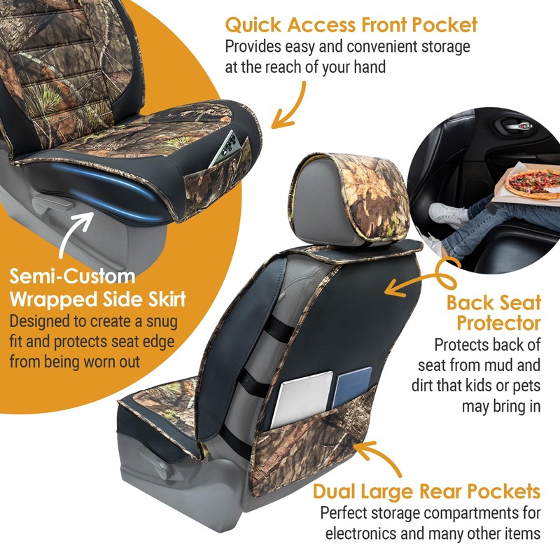Mossy Oak Heavy Duty Premium Truck Seat Covers for Front