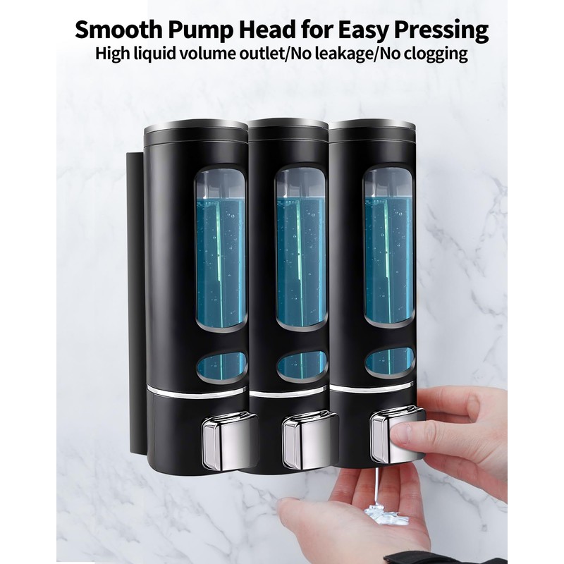 3pcs Soap Dispenser Wall Mounted 1200ML,Liquid Shower Gel Shampoo Bottle