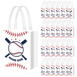 Liobelon 12 Pieces Baseball Gift Bags with Handle, Non Woven Baseball Treat Goodie Bag 9.8x7.8x5.9'' Sport Favor Bags for Birthday Party Decoration Team Events Game Day Supplies