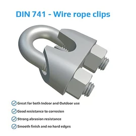 M12/13 Wire Rope Clamp Bend Shape Steel Wire Rope Clip Steel Cable Clamp Handle U-Bolt Saddle Galvanised Alloy Steel Attachment for Rigging and Tension Ropes Wires 12/13 mm DIN741 (Pack of 3)
