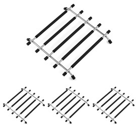 JJWNMLL Pot Trivet Metal – Black Kitchen Worktop Protection Pot Trivet Made of Stainless Steel for Hot Pans Kitchen Worktops Protection with Non-Slip Base Rubber Feet (4)