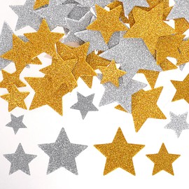300 PCS Glitter Foam Stickers Gold Silver Foam Star Stickers Self Adhesive Glitter Foam Sticker Glitter Stars Stickers for Scrapbooks, Crafts and Cards Kid Handicrafts and Home Decorations