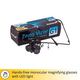 Levenhuk Zeno Vizor G1 Monokular-Lupenbrille mit 20-Facher Vergrößerungsleistung und LED-Licht
