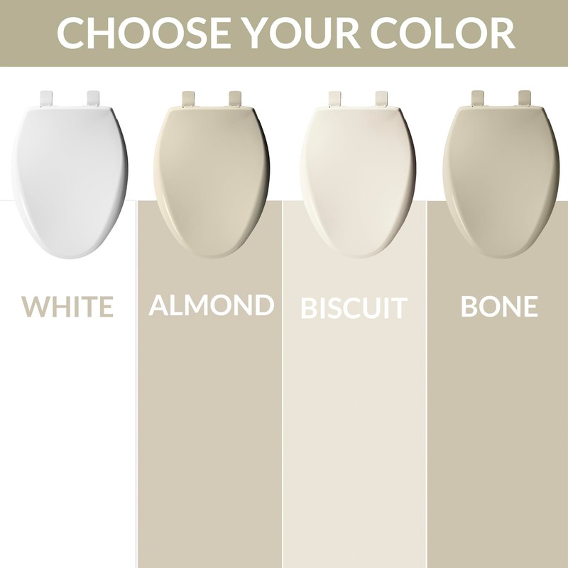 Bemis Aurora Slow Close Toilet Seat, Easy Clean Hinges and
