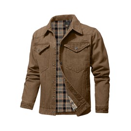 KAVIANA Men's Denim Jacket with Flannel Lined Jean Jackets for Winter Vintage Cowboy Cut Snap Closure Classic Heavy Duty