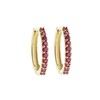 9ct Yellow Gold Ruby Hoop Huggie Earrings - 15mm Diameter