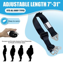 3 in 1 Airplane Seat Belt Extender, Adjustable 7-31" Seatbelt Extender Fit for All Airlines (Including Southwest Airlines 737-800/737MAX8), Tensile Strength up to 1.8 Tons, with Carrying Case