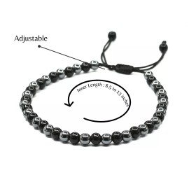 Amazing Gemstones Black Obsidian Hematite Anklet (Without Knot) - 6mm Bead Anklet