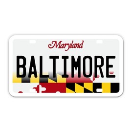 Squiddy Baltimore Maryland State License Plate Style - Vinyl Sticker Decal for Phone, Laptop, Water Bottle (3.5" Wide)