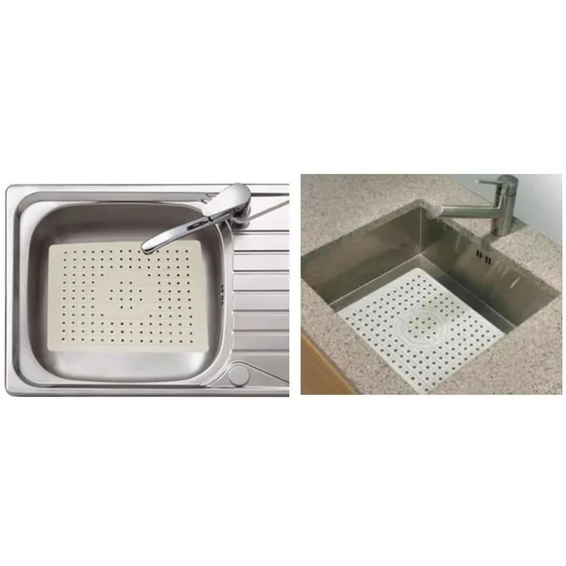 Table King Kitchen Sink Mats 12”x10” Soft White Rubber Grid