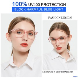 MARE AZZURO Computer Reading Glasses Women Blue Light Blocking Readers 0 100 125 150 175 200 225 250 275 300 350 400 500 600 (Pink, 2.5)