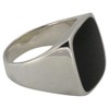 Solid Sterling Silver Signet Ring with Onyx, Silver
