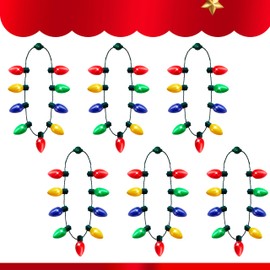 JOYIN 6 Packs Christmas LED Light Up Bulb Necklaces 9 Bulbs LED Necklaces Holiday Nacklace Costume Accessories for Christmas Xmas Party Favor Party Supply