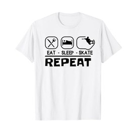 Skateboard Accessori Skateboarder Eat sleep Pattinatrice Maglietta