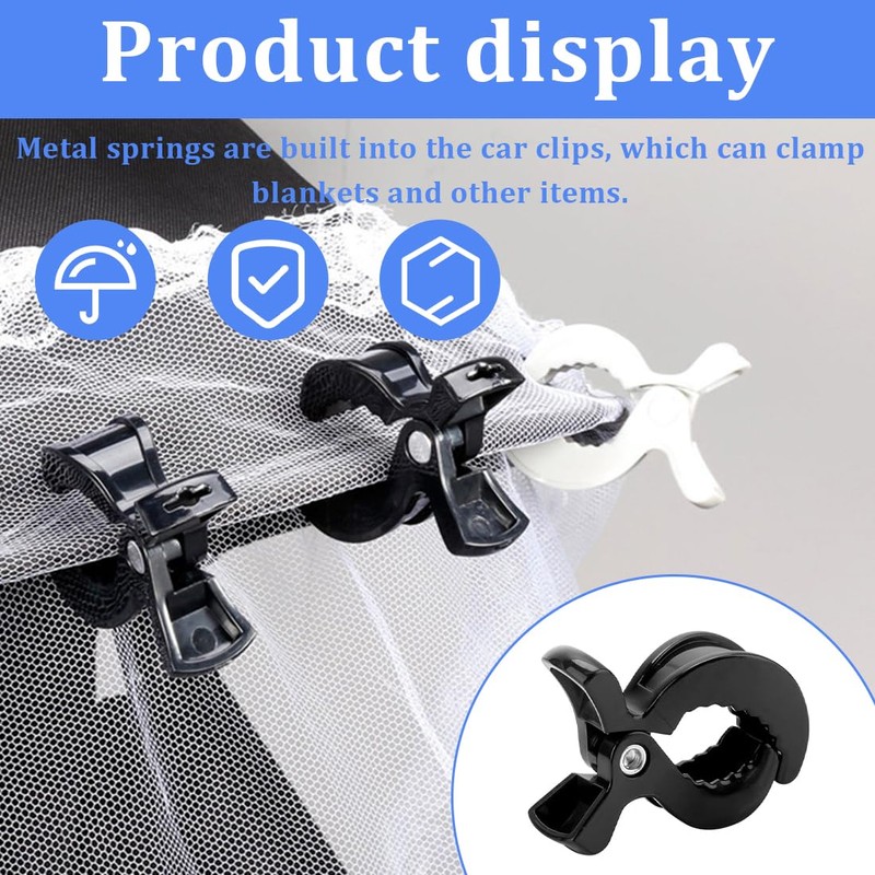 SGERUFZ 4pcs Universal Pram Clips for Attaching Blankets, Clothes, Toys,