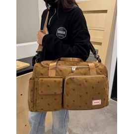 Women's Lightweight Gym Travel Duffle Bag with Shoe Compartment, Carry-On Weekender Overnight Bag for Fitness, Work, Weekend Trips (Brown)