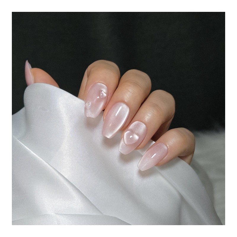 [Glass Bead Magnetic Nail] Mongul Heart Handmade Nail Tips Soft