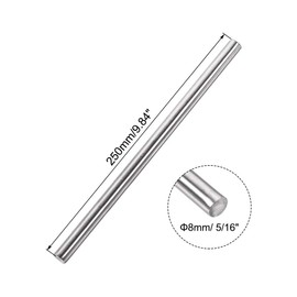TA-VIGOR 2Pcs 8mm x 250mm Stainless Steel Round Rods, Metal Solid Round Shaft Rods Lathe Bar Stock for DIY Crafts Car Helicopter Airplane Model