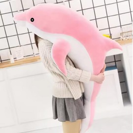Tikwisdom Dolphin Stuffed Animal Plush Pillow, Super Soft Doll, Marine Animal Plush Toys Kids Sleeping Pad Gift. (Pink (1 meter long))