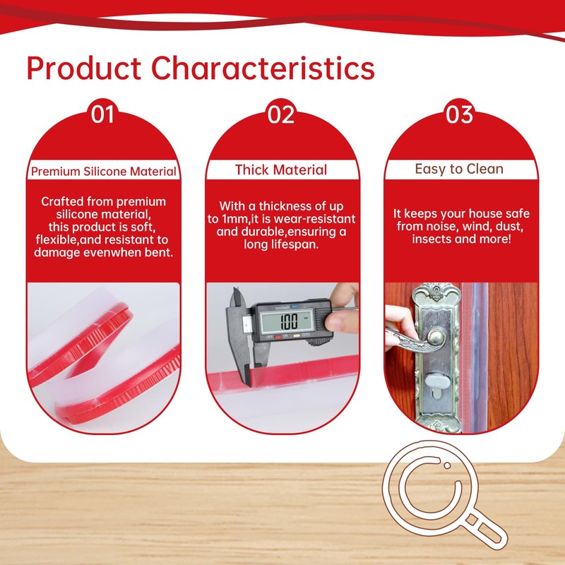 Upgrade T-Shaped Door Draft Stopper, Clear Silicone Seal Strip Weather