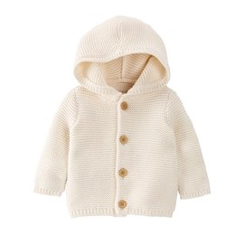 little planet by carter's unisex-baby Organic Cotton Signature Stitch Cardigan, Sweet Cream, 12 Months