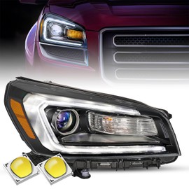 SOCKIR Halogen Type Headlight Assembly Fit for 2013-2016 GMC Acadia Projector LED DRL Tube OE Style Factory Headlamp Replacement Right Passenger Side