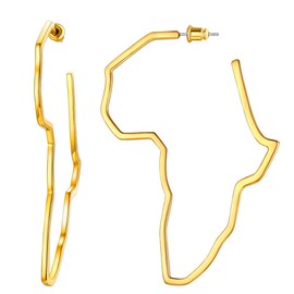 U7 Africa Earrings Women Gold Plated Hoop Earring Large Stud African Map Earings Jewellery For Girls