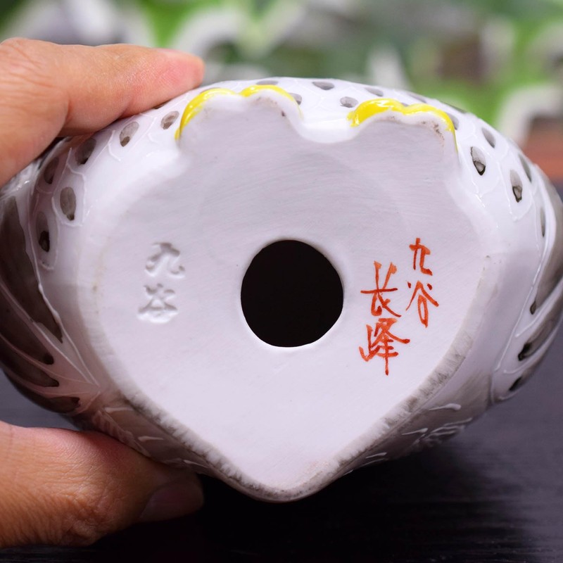Owl Figurine Pottery Kutani Ware Owl White Sheng Black Feng