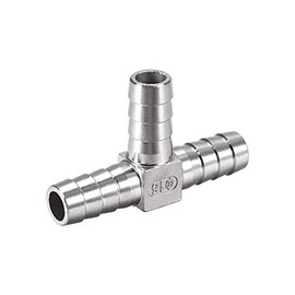 sourcing map 5/8-Inch (16mm) Hose ID Barb Fitting Stainless Steel 3 Way T Shaped Union Home Brew Fitting
