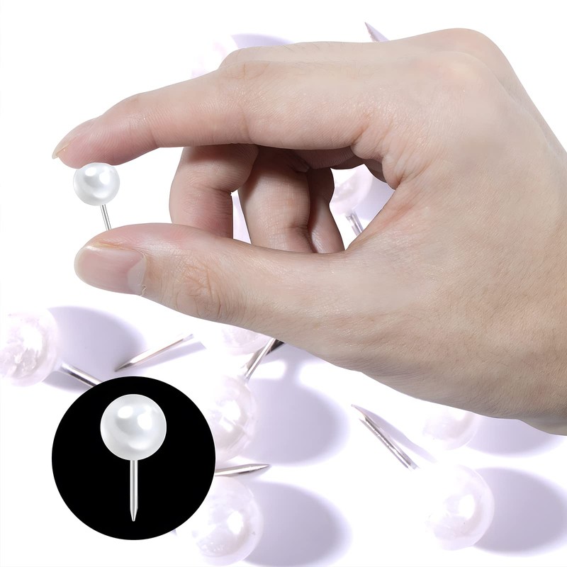 VAPKER Pearl White Card Push Pins Large 9.5mm Round Head