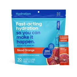 Hydrant Hydrate, Individual Hydration Electrolye Powder Stick Packets with No Artificial Sweeteners, Colors, or Fillers (Blood Orange, 30 Pack)