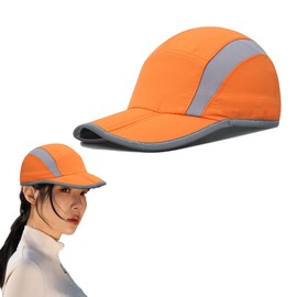 AWOCAN UPF 50+ Reflective Foldable Baseball Cap Sun Protection Mesh Sports Cap Quick Dry Portable Hat Running Hat for Men Women (UK, Alpha, One Size, Orange)