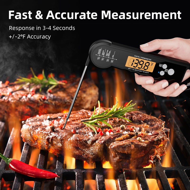 Termometro digitale per carne per cucinare, termometro alimentare impermeabile con