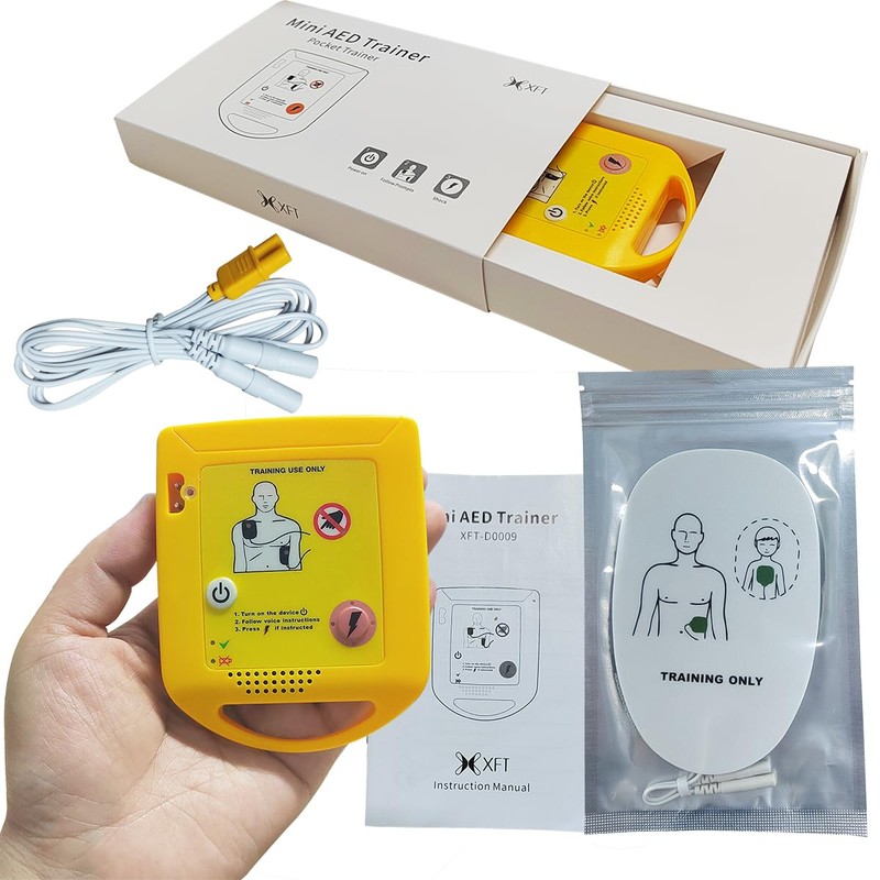 Mini AED Trainer in English with 5 Training Face Shields