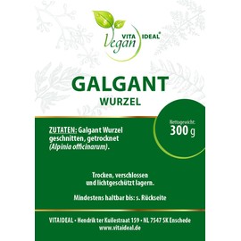 VITA IDEAL Vegan® GALGANT - Root 3 x 300 g Cut & Dried - Alpinia officinarum - GALGANT Root Herbal Tea & Infusion - Natural, Vegetable & No Additives
