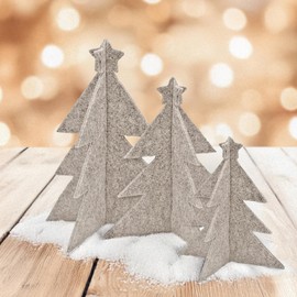 Miqio Stylish Christmas Decoration - Felt Christmas Trees - Set of 3 (21 cm, 18 cm, 15 cm) - Decorative Christmas Tree as Decoration for Table, Shelf and Window Sills - Beige