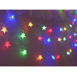 Homeleo 25ft 50 LED Multicolor Star String Lights for Bedroom Decorations, Battery Operated Led Christmas Lights for Apartment Dorm Room Decor(Remote/Timer/Warm White Multicolor Combination)