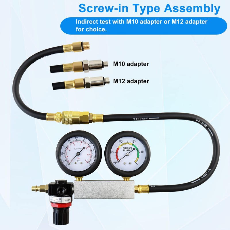 JoyFans Cylinder Leak Down Tester Kit, Tu-21 Small Engine Combustion
