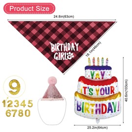 UOCAI Dog Birthday Hat Bandana Set, Puppy Birthday Outfit, Dog Birthday Bandana Hat with 8 Bling Numbers, Dog Birthday Decoration, Pet Happy Birthday Bandana, Dog Birthday Gift