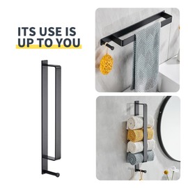 Towel Racks for Bathroom Wall Mounted, Space Saving Holder for Storing Towels, Robes, Black