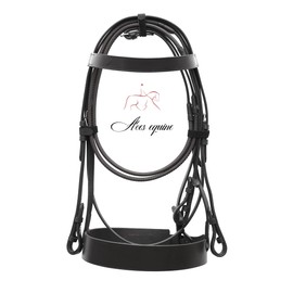 Leather Horse Hunter Bridle 2 Inch Noseband and 1 Inch Browband Black (FULL)