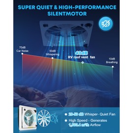 Kohree 14" RV Vent Fan 10 Speed Reversible Manual Lift: 12V Super Quiet RV Roof Vent Fan for Camper Trailer Bathroom, RV Exhaust Fan with 10 Blades (NO REMOTE)