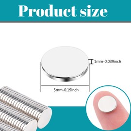 MIN CI 250Pack Small Magnets, 5x1mm Small Magnets for Craft Round Magnet Tiny Magnet Whiteboard Magnete for Fridge, Office, DIY