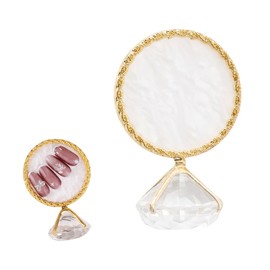 Golden Edge Resin Nail Art Palette with Diamond Nail Painting Gel Palette Polish Color Mixing Plate Nails Display Holder Cosmetic Makeup Tray Photo Props