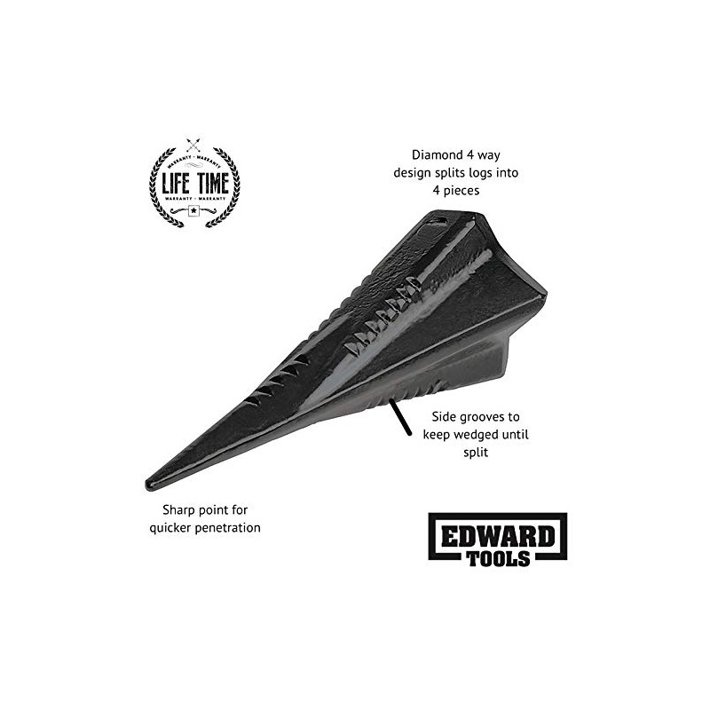 Edward Tools Diamond Wood Splitting Wedge - 4 LB Steel