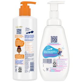 Dove Kids Care Body Wash 2-Pack + Moisturizing Shampoo Bundle - Cotton Candy Foaming Cleanser & Dove Shampoo with Shea Butter for Kids' Curly Hair (3 Piece Set)